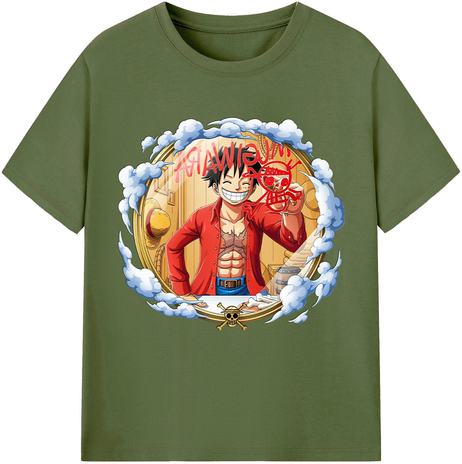 ワンピース モンキー・D・ルフィ ONE PIECE Monkey D. Luffy 綿100％半袖Tシャツ（フロントプリント）
